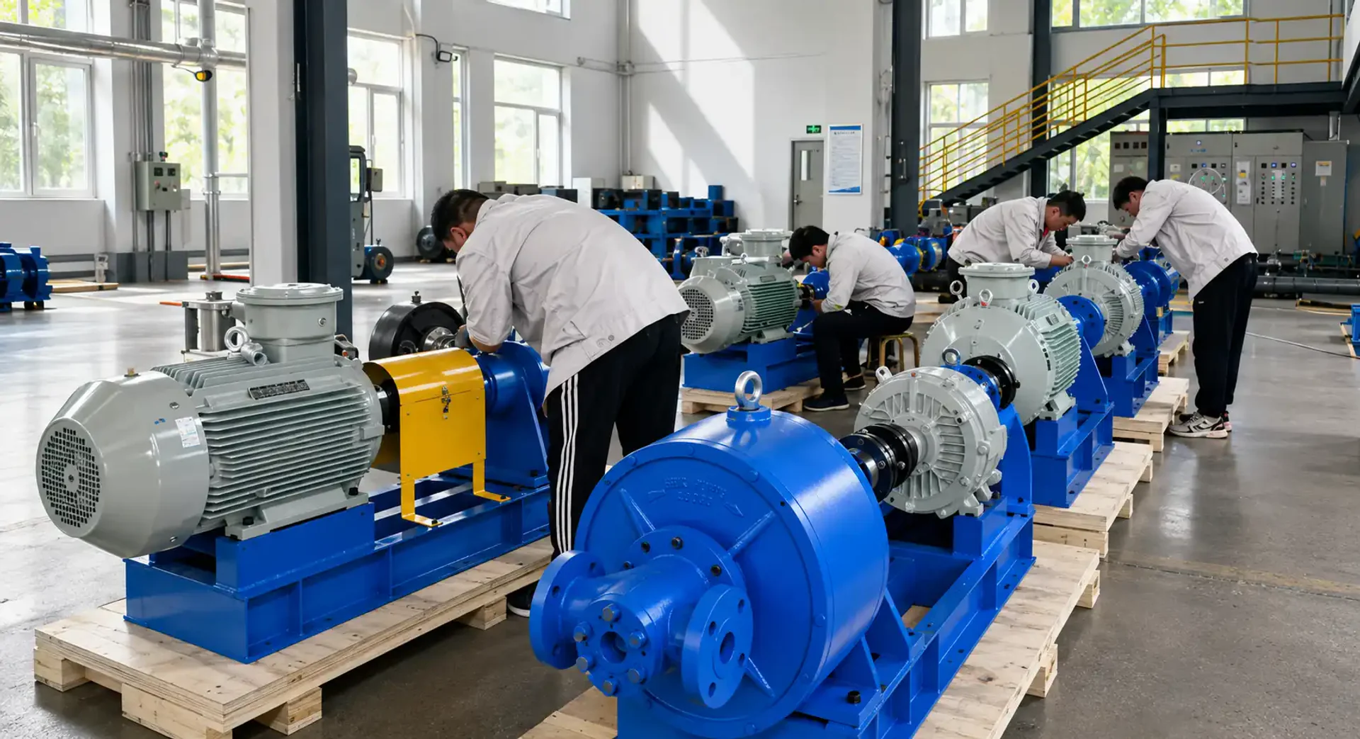 Industrial process plant with pump equipment piping and engineering facilities